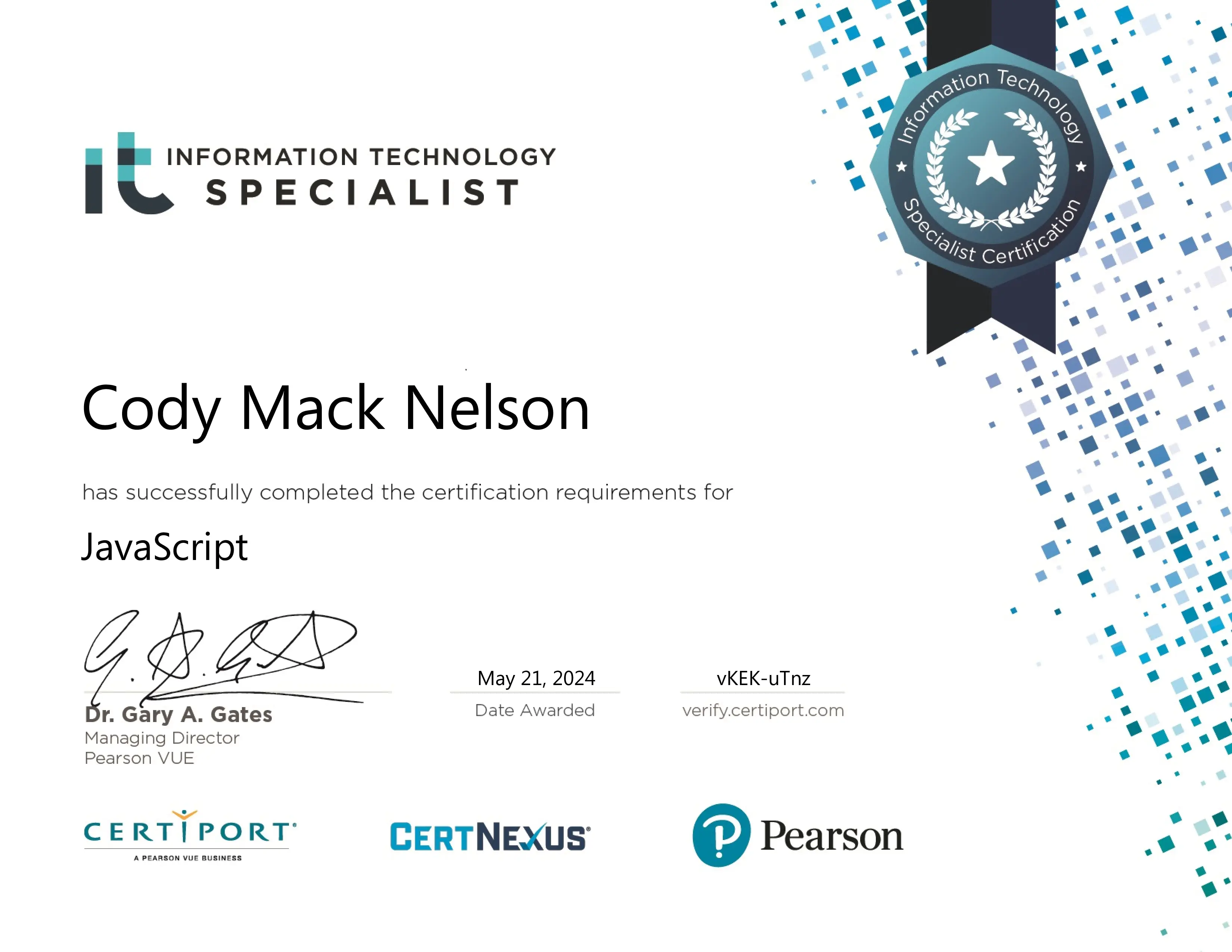my JavaScript Certification